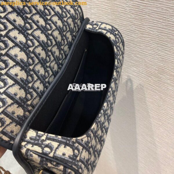 Replica Dior Large Bobby Bag Blue Oblique Jacquard Canvas M9320U 6