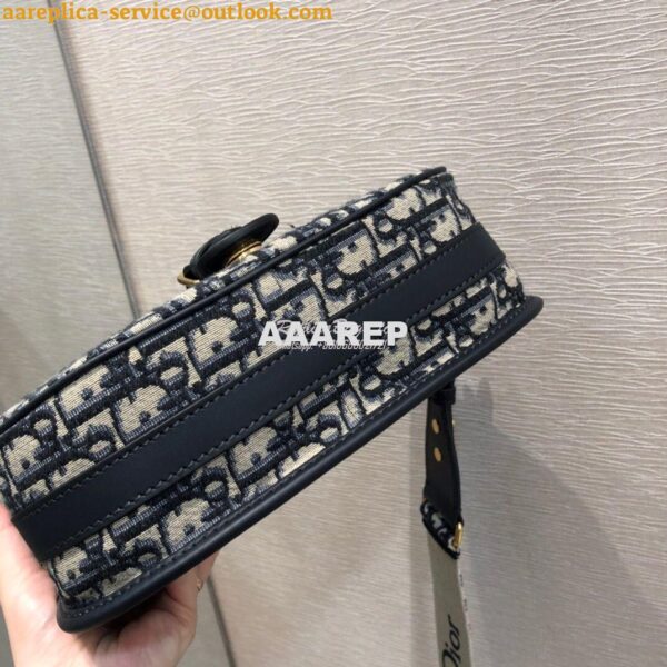 Replica Dior Large Bobby Bag Blue Oblique Jacquard Canvas M9320U 8