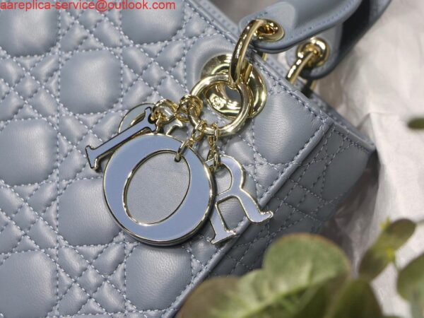 Replica Dior Small Lady My ABCDior Bag Lambskin M0538 logo blue 3