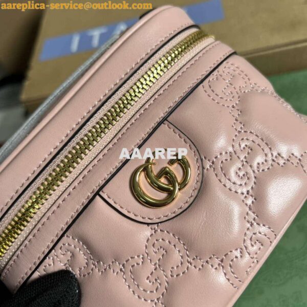 Replica Gucci 723770 GG Matelassé Top Handle Mini Bag Light Pink 4