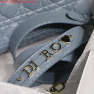 Replica Dior Small Lady My ABCDior Bag Lambskin M0538 logo blue 2