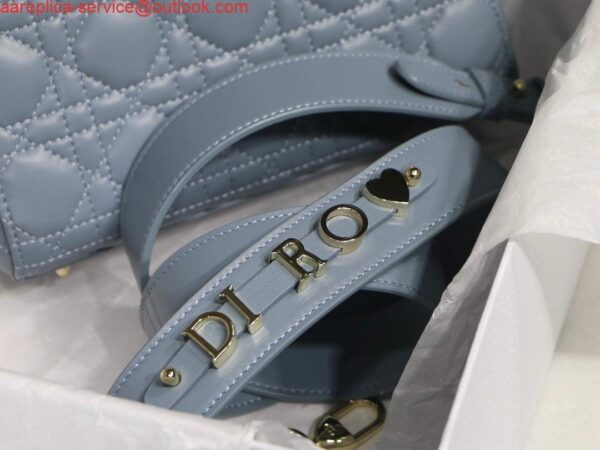 Replica Dior Small Lady My ABCDior Bag Lambskin M0538 logo blue 4