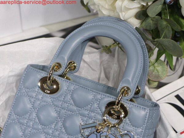 Replica Dior Small Lady My ABCDior Bag Lambskin M0538 logo blue 5