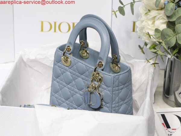 Replica Dior Small Lady My ABCDior Bag Lambskin M0538 logo blue 6