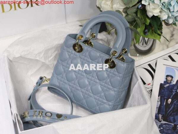 Replica Dior Small Lady My ABCDior Bag Lambskin M0538 logo blue 7