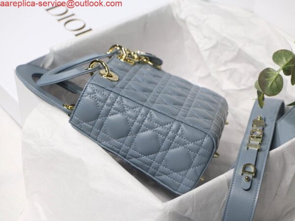 Replica Dior Small Lady My ABCDior Bag Lambskin M0538 logo blue 8