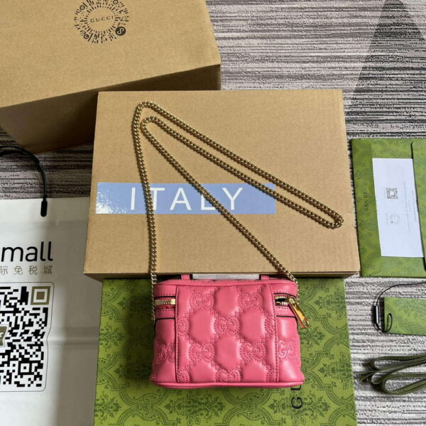 Replica Gucci 723770 GG Matelassé Top Handle Mini Bag Pink 3