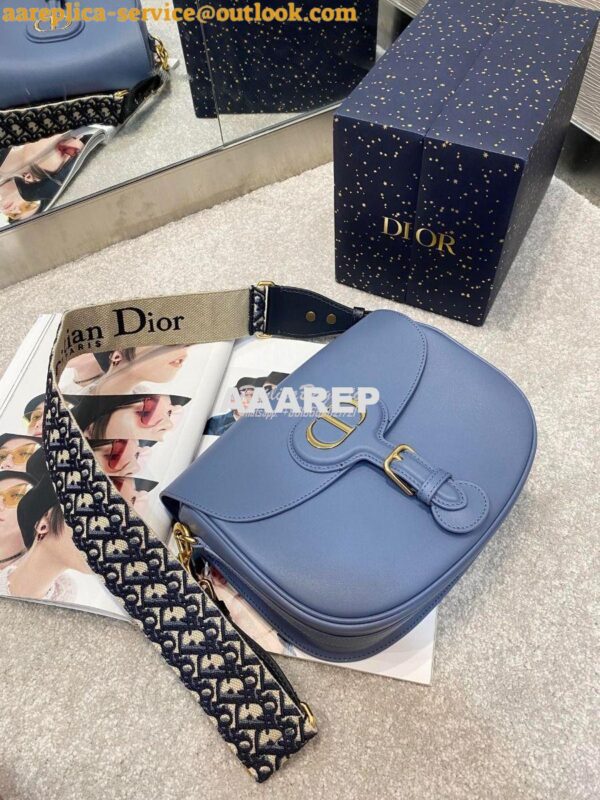 Replica Dior Large Bobby Bag Denim Blue Box Calfskin M9320U 2