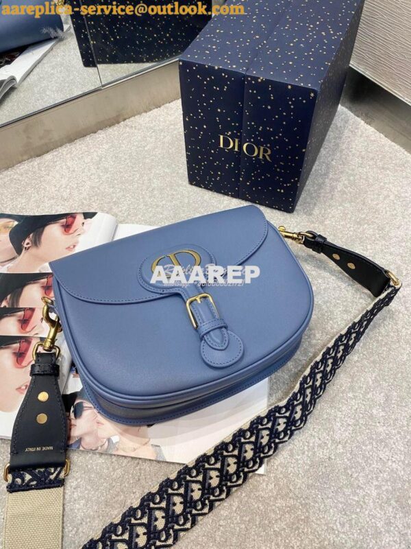 Replica Dior Large Bobby Bag Denim Blue Box Calfskin M9320U 3