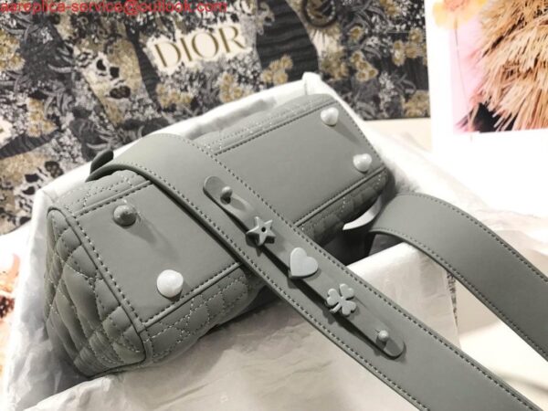 Replica Dior Small Lady My ABCDior Bag Lambskin M0538 logo gray 5