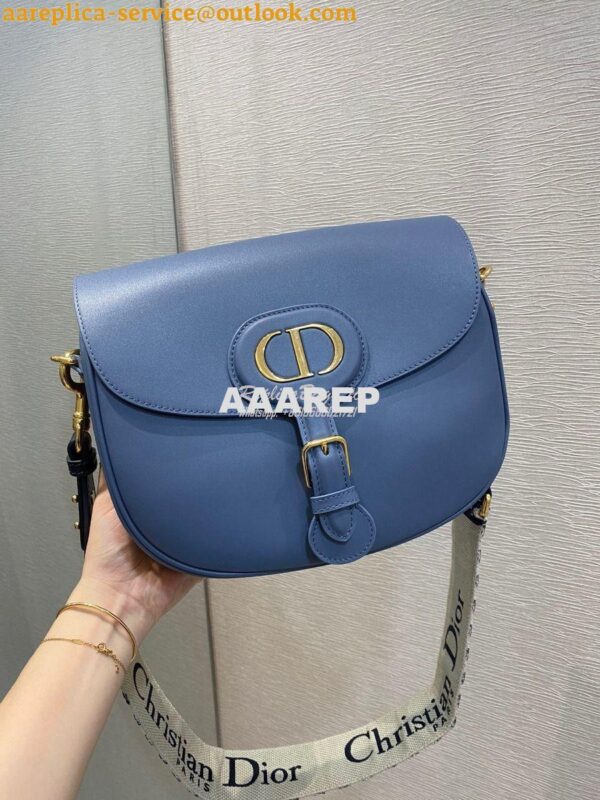 Replica Dior Large Bobby Bag Denim Blue Box Calfskin M9320U 4