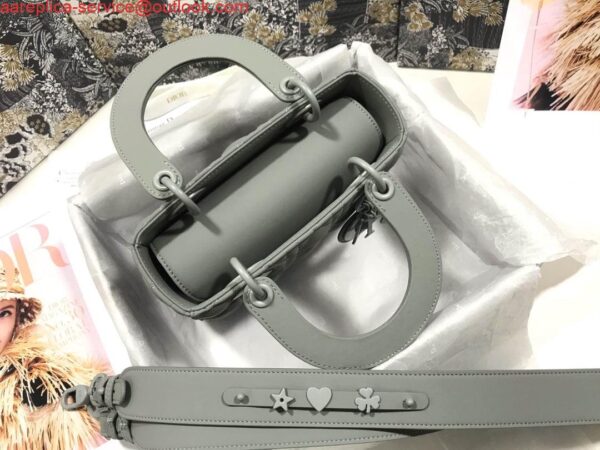 Replica Dior Small Lady My ABCDior Bag Lambskin M0538 logo gray 8