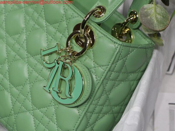 Replica Dior Small Lady My ABCDior Bag Lambskin M0538 logo green 3