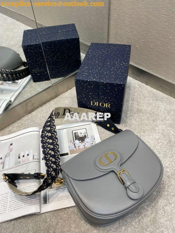 Replica Dior Large Bobby Bag Grey Box Calfskin M9320U 4