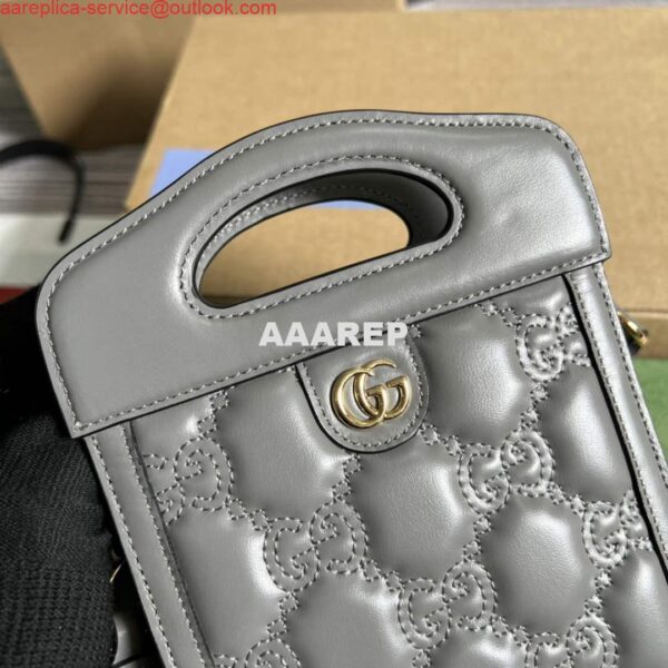 Replica Gucci 723776 GG Matelassé Top Handle Mini Bag Grey 4
