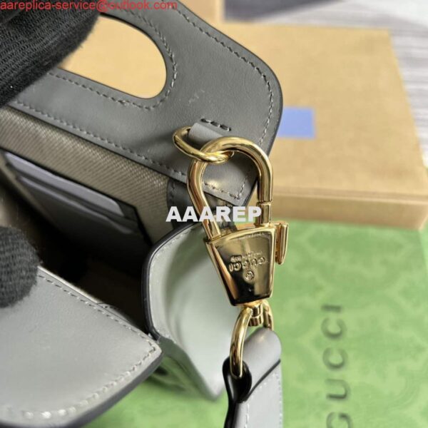 Replica Gucci 723776 GG Matelassé Top Handle Mini Bag Grey 6