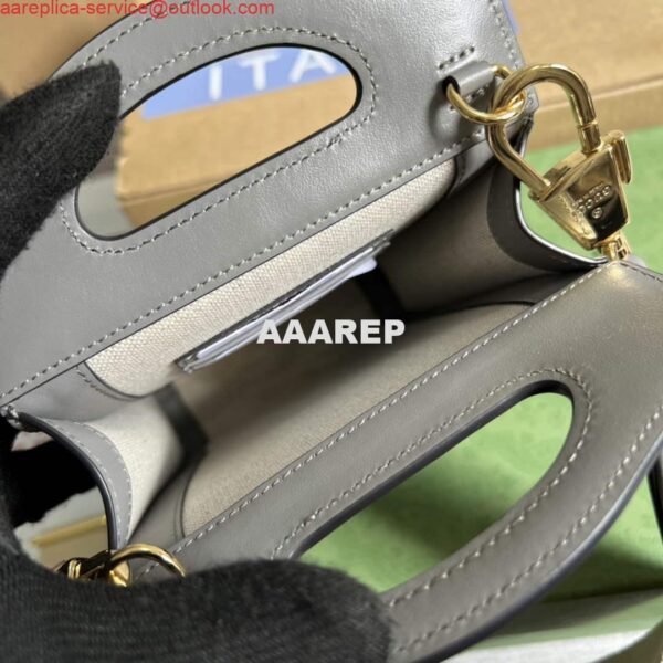 Replica Gucci 723776 GG Matelassé Top Handle Mini Bag Grey 8