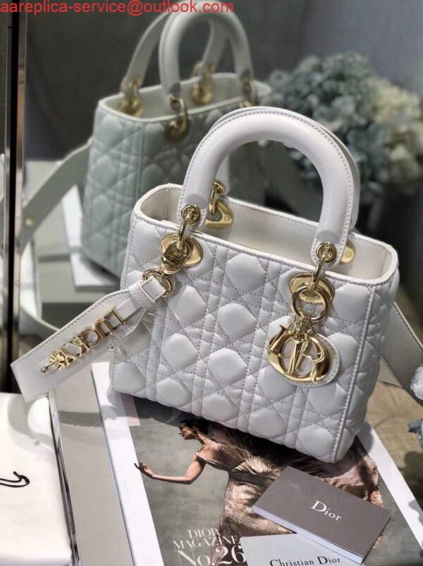 Replica Dior Small Lady My ABCDior Bag Lambskin M0538 White 3