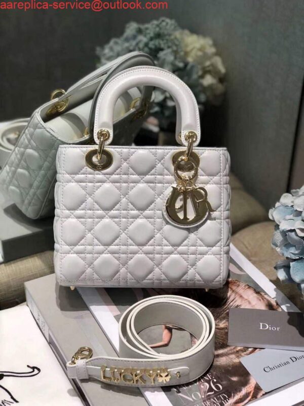 Replica Dior Small Lady My ABCDior Bag Lambskin M0538 White 4