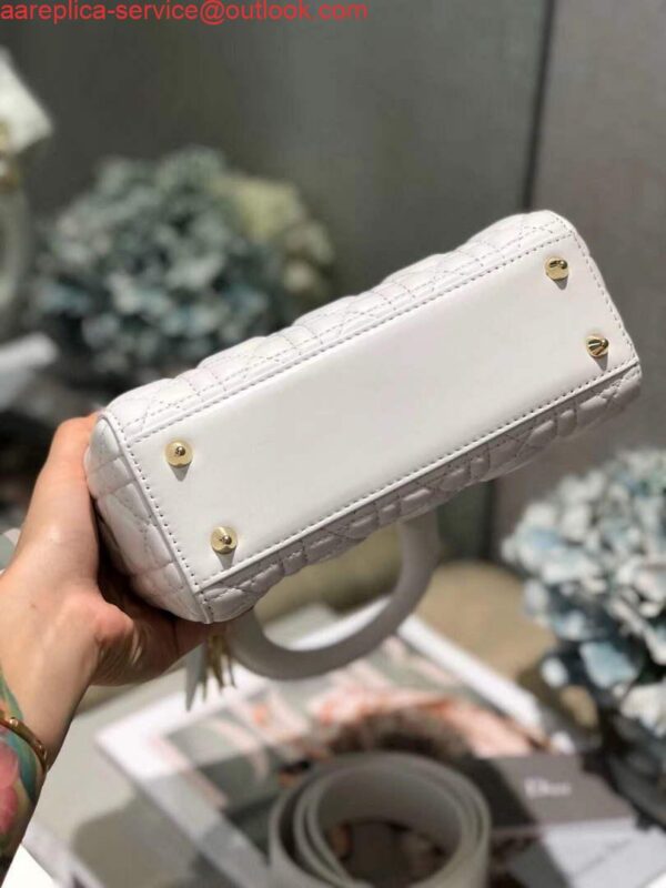 Replica Dior Small Lady My ABCDior Bag Lambskin M0538 White 7