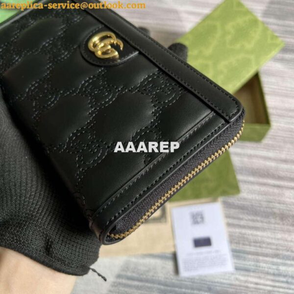 Replica Gucci 723784 GG Matelassé Zip-Around Wallet Black 4