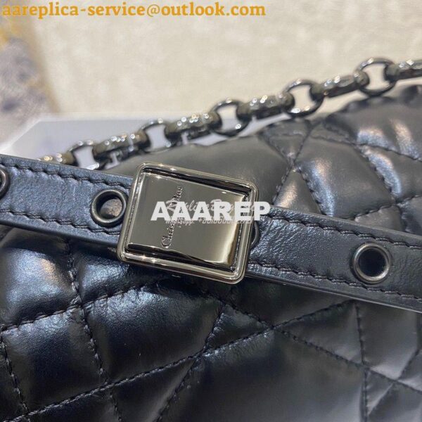 Replica Dior Large Caro Bag Black Quilted Macrocannage Calfskin with R 3