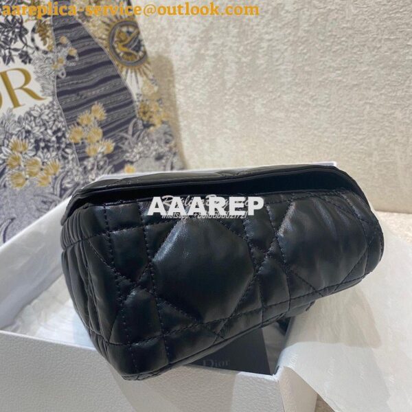 Replica Dior Large Caro Bag Black Quilted Macrocannage Calfskin with R 5