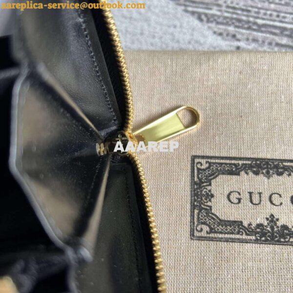 Replica Gucci 723784 GG Matelassé Zip-Around Wallet Black 7