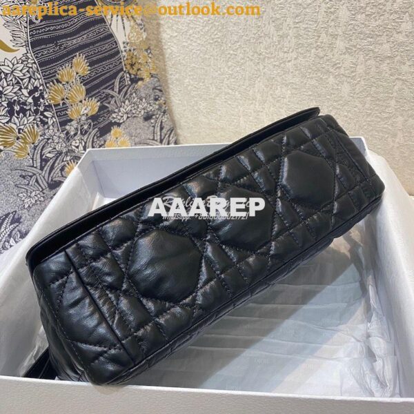 Replica Dior Large Caro Bag Black Quilted Macrocannage Calfskin with R 6