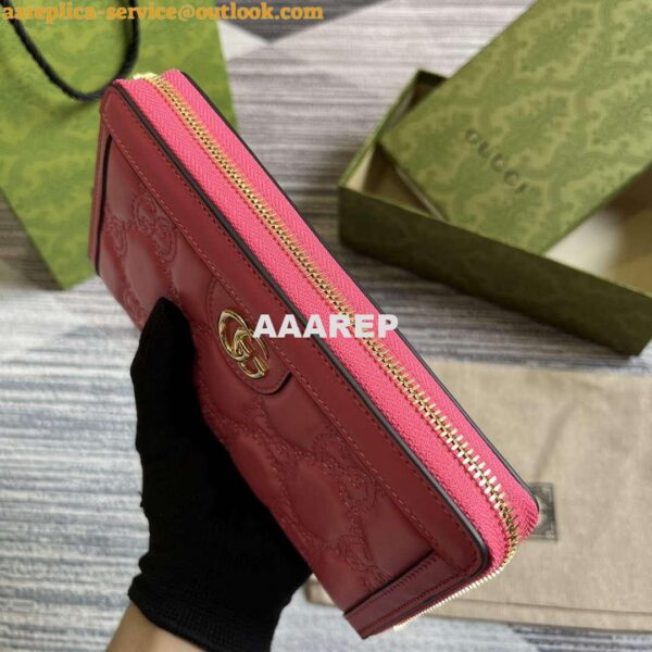 Replica Gucci 723784 GG Matelassé Zip-Around Wallet Rose pink 5