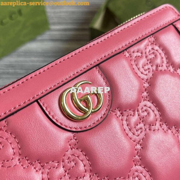 Replica Gucci 723784 GG Matelassé Zip-Around Wallet Rose pink 6