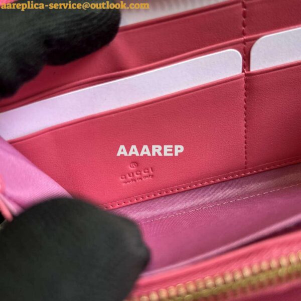 Replica Gucci 723784 GG Matelassé Zip-Around Wallet Rose pink 8