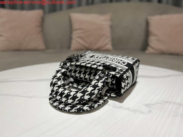 Replica Dior M0500 MINI Lady D-LITE Bag Black and White Houndstooth Embroidery 6