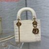 Replica Dior M0505 Mini Dior Lady Bag Apricot Metallic Cannage Lambskin with Embroidered Beads