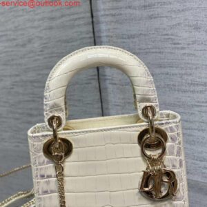 Replica Dior M0505 Mini Dior Lady Bag Beige Cannage Crocodile Gold 2