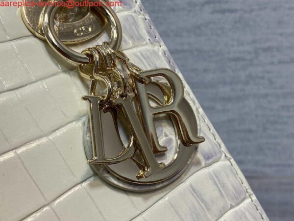 Replica Dior M0505 Mini Dior Lady Bag Beige Cannage Crocodile Gold 5