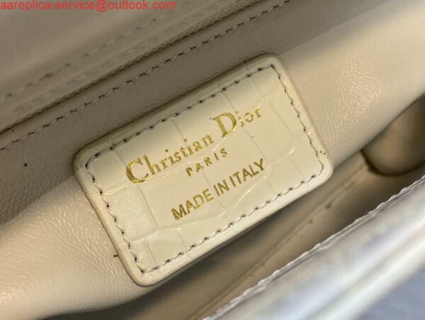 Replica Dior M0505 Mini Dior Lady Bag Beige Cannage Crocodile Gold 10