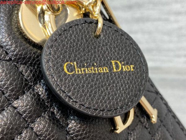 Replica Dior M0505 Mini Dior Lady Bag Black Cannage Calfskin Gold 5