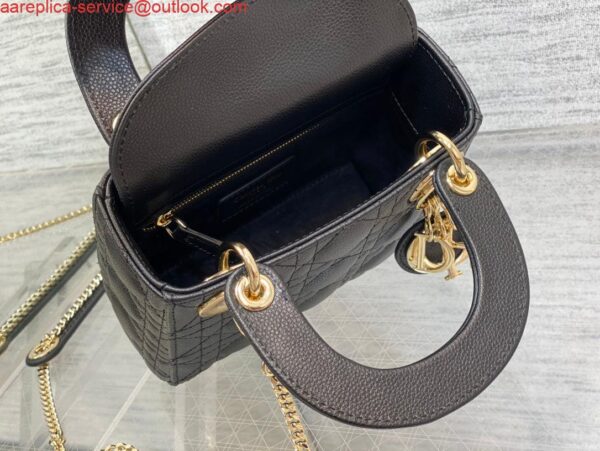 Replica Dior M0505 Mini Dior Lady Bag Black Cannage Calfskin Gold 9