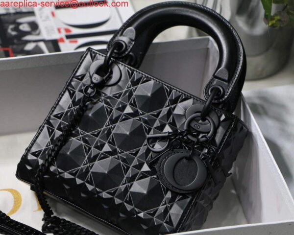 Replica Dior M0505 Mini Dior Lady Bag Black Cannage Calfskin with Diamond Motif