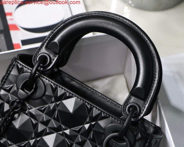 Replica Dior M0505 Mini Dior Lady Bag Black Cannage Calfskin with Diamond Motif 5