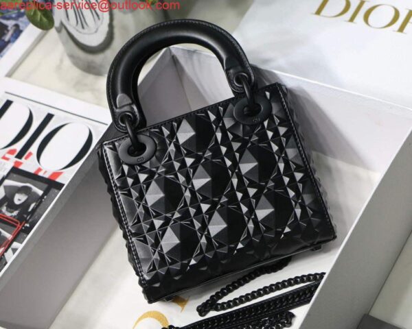 Replica Dior M0505 Mini Dior Lady Bag Black Cannage Calfskin with Diamond Motif 4