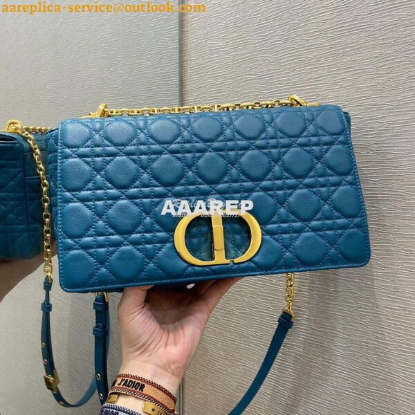 Replica Dior Large Caro Bag Soft Cannage Calfskin M9243 Ocean Blue 3