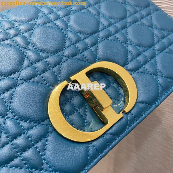 Replica Dior Large Caro Bag Soft Cannage Calfskin M9243 Ocean Blue 4