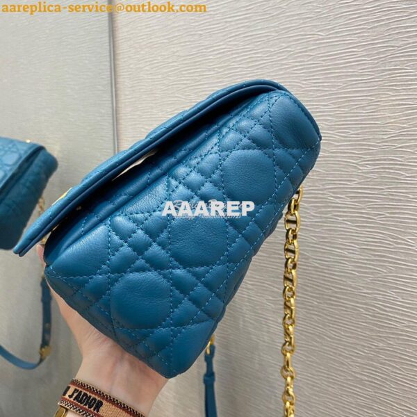 Replica Dior Large Caro Bag Soft Cannage Calfskin M9243 Ocean Blue 5