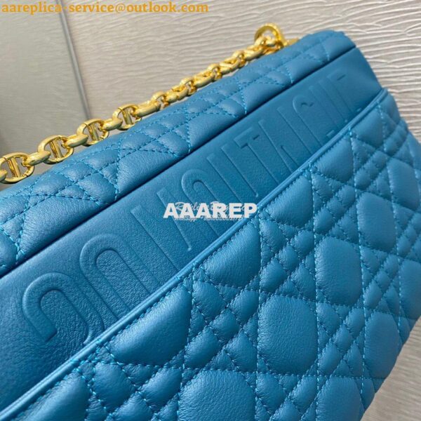 Replica Dior Large Caro Bag Soft Cannage Calfskin M9243 Ocean Blue 7