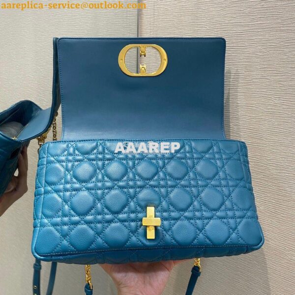 Replica Dior Large Caro Bag Soft Cannage Calfskin M9243 Ocean Blue 8