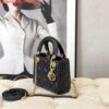 Replica Dior M0505 Mini Dior Lady Bag Black Cannage lambskin Gold with Red Logo 2