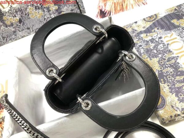 Replica Dior M0505 Mini Dior Lady Bag Black Cannage lambskin Sliver 6