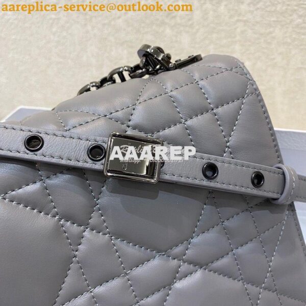 Replica Dior Large Caro Bag Steel Grey Quilted Macrocannage Calfskin w 4